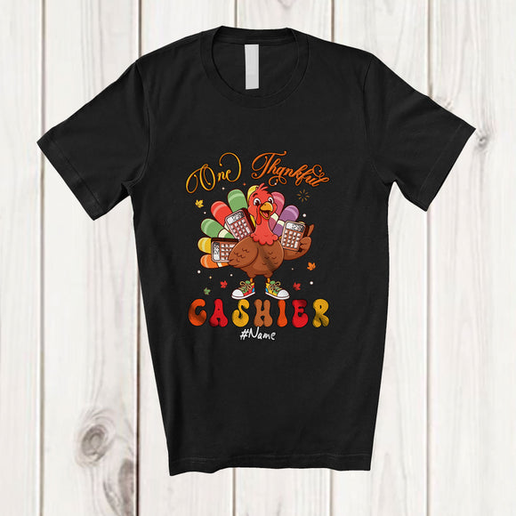 MacnyStore - Personalized Custom Name One Thankful Cashier; Lovely Thanksgiving Turkey Proud Job T-Shirt