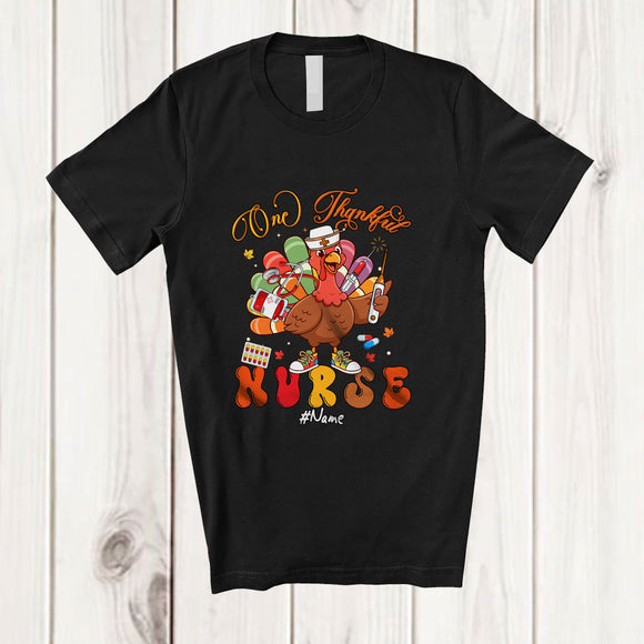 MacnyStore - Personalized Custom Name One Thankful Nurse; Lovely Thanksgiving Turkey Proud Job T-Shirt