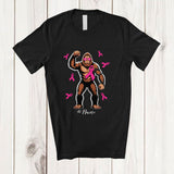 MacnyStore - Personalized Custom Name Bigfoot Pink Ribbon; Lovely Breast Cancer Awareness Bigfoot; Women Family T-Shirt