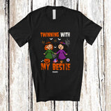 MacnyStore - Personalized Custom Name Twinning With My Bestie; Adorable Halloween Twin Witch; Family T-Shirt