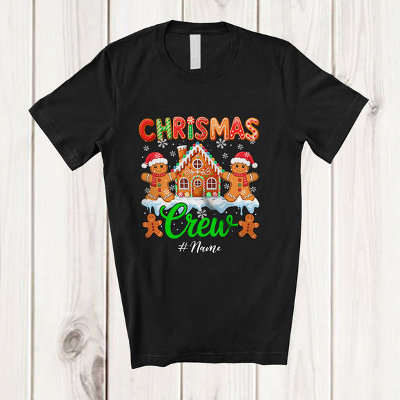 MacnyStore - Personalized Custom Name Christmas Crew; Amazing Santa Gingerbread With X-mas House; Family T-Shirt
