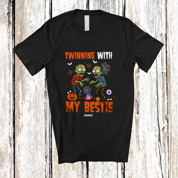 MacnyStore - Personalized Custom Name Twinning With My Bestie; Adorable Halloween Twin Zombie; Family T-Shirt