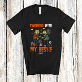 MacnyStore - Personalized Custom Name Twinning With My Bestie; Adorable Halloween Twin Zombie; Family T-Shirt