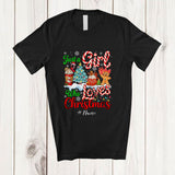 MacnyStore - Personalized Custom Name Girl Who Loves Christmas; Colorful Hot Cocoa Coffee Gingerbread T-Shirt