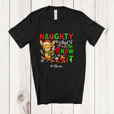 MacnyStore - Personalized Custom Name Naughty And I Know It; Humorous Christmas Santa Chihuahua Lover T-Shirt