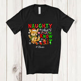MacnyStore - Personalized Custom Name Naughty And I Know It; Humorous Christmas Santa Corgi Lover T-Shirt