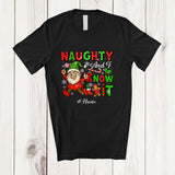 MacnyStore - Personalized Custom Name Naughty And I Know It; Humorous Christmas Santa Gnome Lover T-Shirt