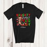 MacnyStore - Personalized Custom Name Naughty And I Know It; Humorous Christmas Santa Reindeer Lover T-Shirt