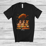 MacnyStore - Personalized Custom Name Friends Thanksgiving; Lovely Fall Autumn Tree Three Three T-Rex T-Shirt