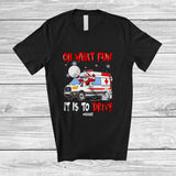 MacnyStore - Personalized Custom Name It Is To Drive; Amusing Christmas Santa Driving Ambulance Driver T-Shirt