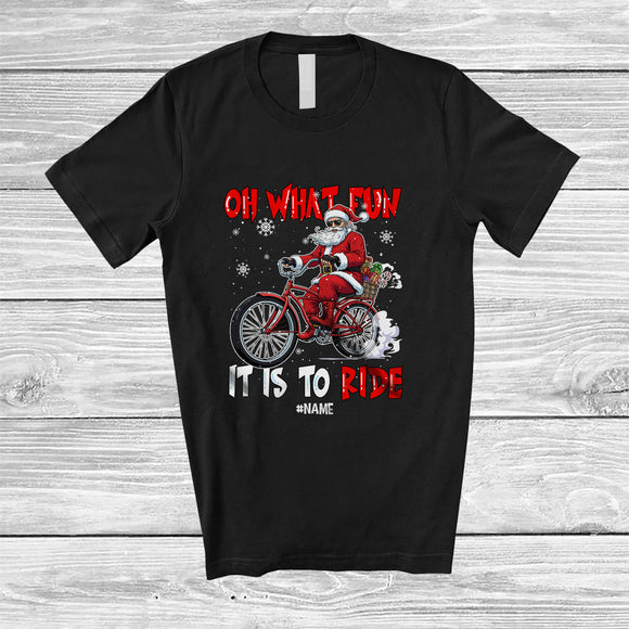 MacnyStore - Personalized Custom Name It Is To Ride; Amusing Christmas Santa Biker Riding Bicycle Lover T-Shirt