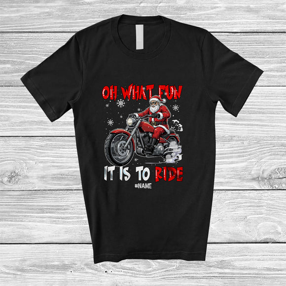 MacnyStore - Personalized Custom Name It Is To Ride; Amusing Christmas Santa Biker Riding Motorcycle T-Shirt