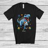 MacnyStore - Personalized Custom Name Hanukkah Lights T-Rex; Awesome Chanukah T-Rex Dinosaur Lover T-Shirt