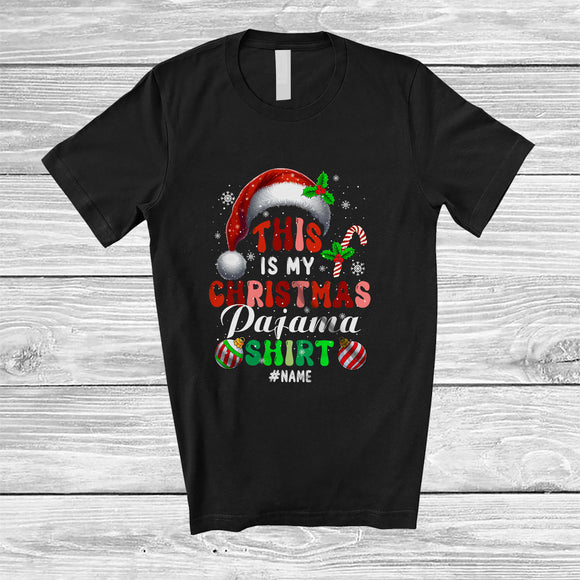 MacnyStore - Personalized Custom Name This Is My Christmas Pajama Shirt; Amazing X-mas Santa Family T-Shirt