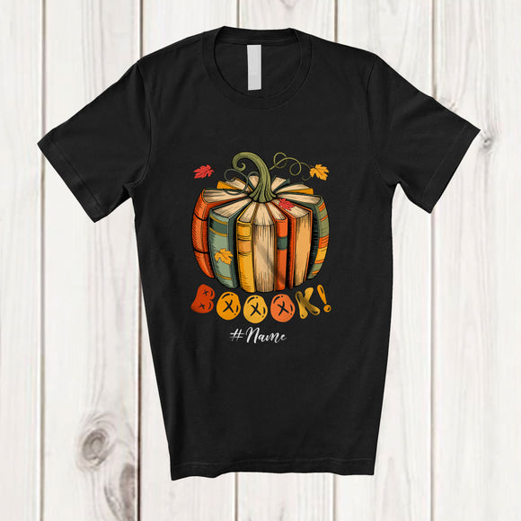 MacnyStore - Personalized Custom Name Boook; Lovely Thanksgiving Books Pumpkin Shape; Librarians Teachers T-Shirt