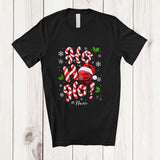 MacnyStore - Personalized Custom Name Ho3; Amusing Christmas Candy Canes Bocce Ball Player Team; Family T-Shirt