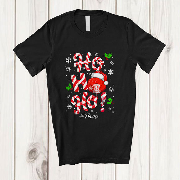 MacnyStore - Personalized Custom Name Ho3; Amusing Christmas Candy Canes Disc Golf Player Team; Family T-Shirt