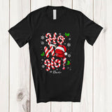 MacnyStore - Personalized Custom Name Ho3; Amusing Christmas Candy Canes Hockey Player Team; Family T-Shirt