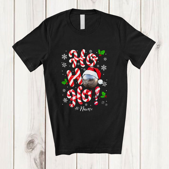 MacnyStore - Personalized Custom Name Ho3; Amusing Christmas Candy Canes Petanque Player Team; Family T-Shirt