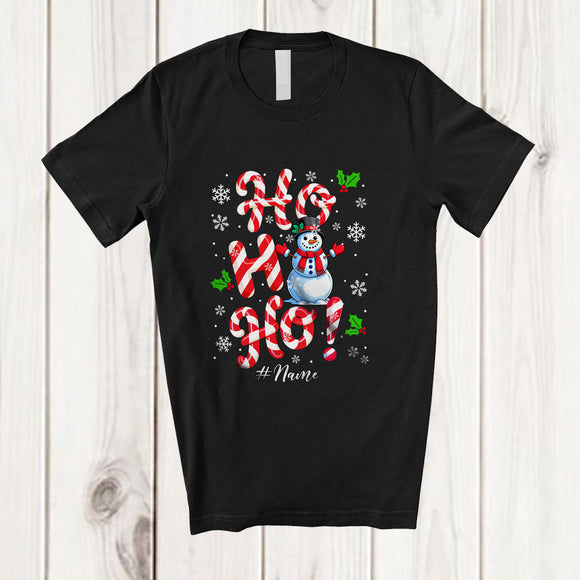 MacnyStore - Personalized Custom Name Ho3; Amusing Christmas Candy Canes Snowman Lover; Family T-Shirt
