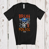 MacnyStore - Personalized Custom Name Bruh I'm A Police; Scary Halloween Police Skull Crossbone; Family T-Shirt