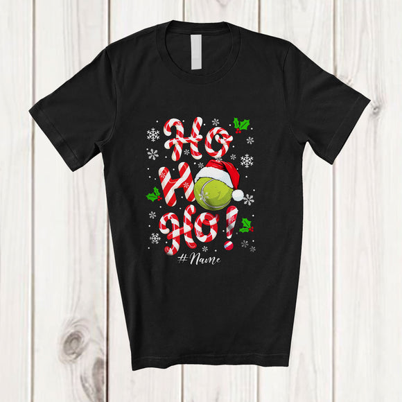 MacnyStore - Personalized Custom Name Ho3; Amusing Christmas Candy Canes Tennis Player Team; Family T-Shirt