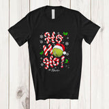 MacnyStore - Personalized Custom Name Ho3; Amusing Christmas Candy Canes Tennis Player Team; Family T-Shirt