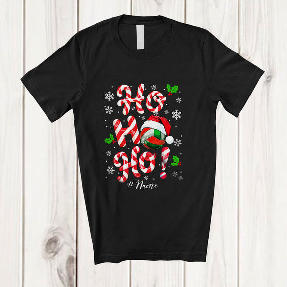MacnyStore - Personalized Custom Name Ho3; Amusing Christmas Candy Canes Volleyball Player Team; Family T-Shirt