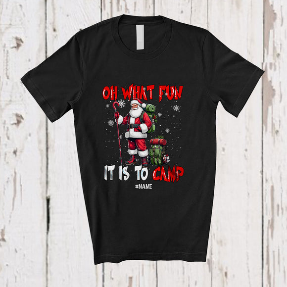 MacnyStore - Personalized Custom Name It Is To Camp; Awesome Christmas Tree Snowing Santa Camping T-Shirt