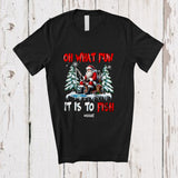 MacnyStore - Personalized Custom Name It Is To Fish; Awesome Christmas Tree Snowing Santa Fishing T-Shirt
