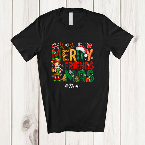 MacnyStore - Personalized Custom Name Merry Friendsmas; Adorable Christmas Friends Elf Lover T-Shirt