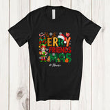 MacnyStore - Personalized Custom Name Merry Friendsmas; Adorable Christmas Friends Elf Lover T-Shirt