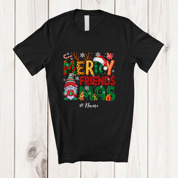 MacnyStore - Personalized Custom Name Merry Friendsmas; Adorable Christmas Friends Gnome Lover T-Shirt