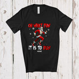 MacnyStore - Personalized Custom Name It Is To Run; Awesome Christmas Tree Snowing Santa Running T-Shirt