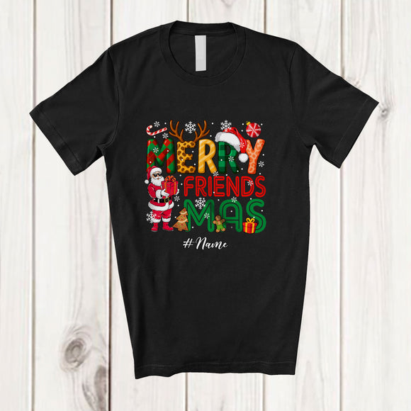 MacnyStore - Personalized Custom Name Merry Friendsmas; Adorable Christmas Friends Santa Lover T-Shirt