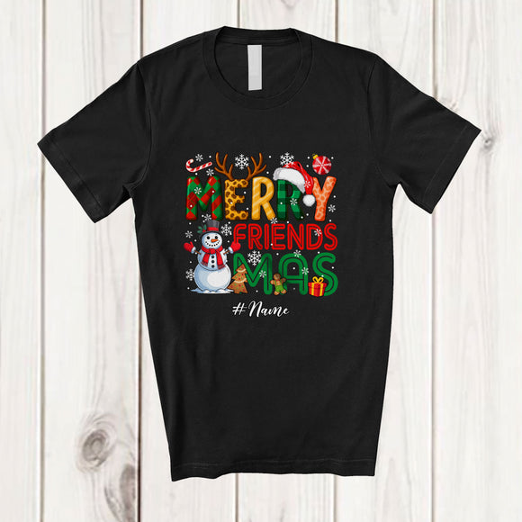 MacnyStore - Personalized Custom Name Merry Friendsmas; Adorable Christmas Friends Snowman Lover T-Shirt