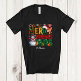 MacnyStore - Personalized Custom Name Merry Friendsmas; Adorable Christmas Friends Snowman Lover T-Shirt