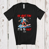 MacnyStore - Personalized Custom Name It Is To Surf; Awesome Christmas Tree Snowing Santa Surfing T-Shirt