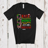 MacnyStore - Personalized Custom Name Nice Naughty It's My Birthday; Amusing Christmas List Santa T-Shirt