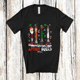 MacnyStore - Personalized Custom Name Artist Squad; Lovely Christmas Four Santa Elf Reindeer Brush; Family T-Shirt