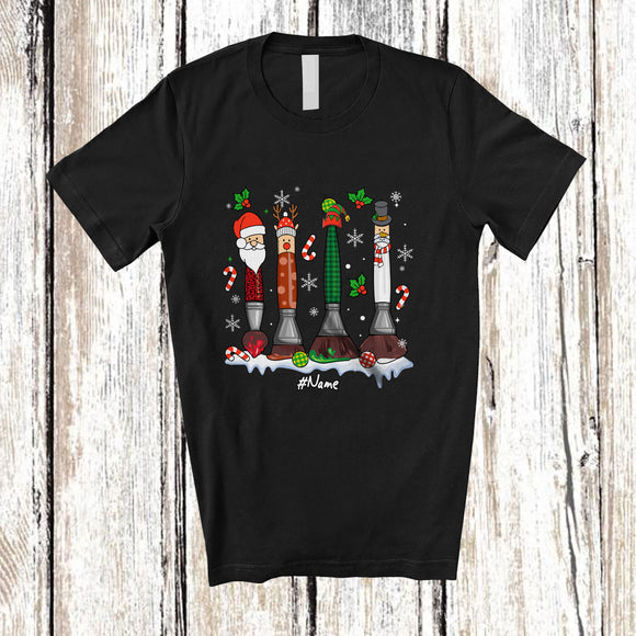 MacnyStore - Personalized Custom Name Four Santa Elf Reindeer Brush; Lovely Christmas Artist Group; Family T-Shirt