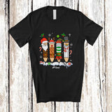 MacnyStore - Personalized Custom Name Four Santa Elf Reindeer Pencil; Lovely Christmas Teacher Family Group T-Shirt