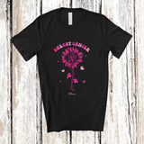 MacnyStore - Personalized Custom Name Breast Cancer Awareness; Lovely Sunflower Pink Ribbon; Family T-Shirt