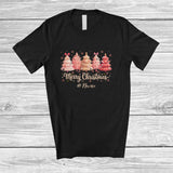 MacnyStore - Personalized Custom Name Merry Christmas; Adorable X-mas Pink Tree Snowing; Pajama Family T-Shirt
