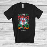 MacnyStore - Personalized Custom Name First Christmas Mr & Mrs 2025; Lovely X-mas Couple Snowman T-Shirt