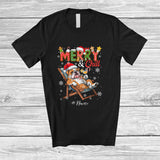 MacnyStore - Personalized Custom Name Merry And Chill; Lovely Christmas Holiday Vacation Santa Bulldog T-Shirt