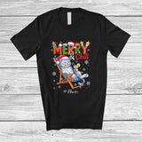 MacnyStore - Personalized Custom Name Merry And Chill; Lovely Christmas Holiday Vacation Santa Cat T-Shirt