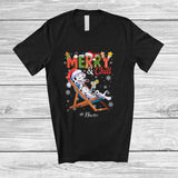 MacnyStore - Personalized Custom Name Merry And Chill; Lovely Christmas Holiday Vacation Santa Dalmatian T-Shirt