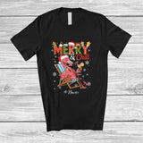 MacnyStore - Personalized Custom Name Merry And Chill; Lovely Christmas Holiday Vacation Santa Flamingo T-Shirt