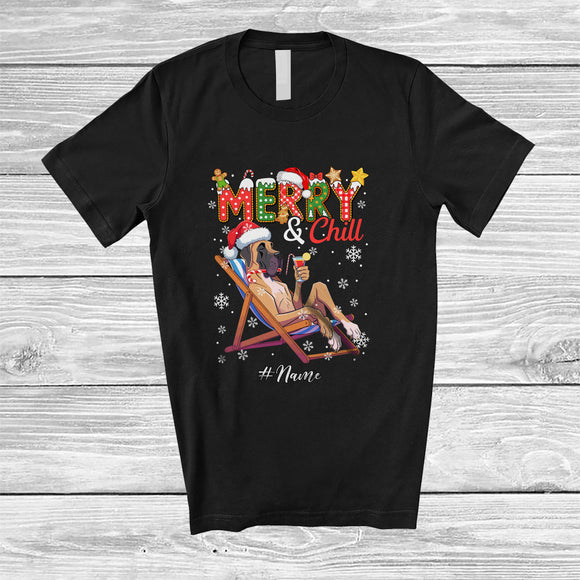MacnyStore - Personalized Custom Name Merry And Chill; Lovely Christmas Holiday Vacation Santa Great Dane T-Shirt